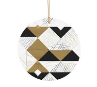 Ttkjshmgc Fashion Modern Black White Gold Triangles -Print Round Aluminum Pendants Bulk Custom Christmas Aluminum Ornaments For Diy Multi-Size Decorative Tags For Events Crafting. 8cm