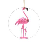 Ttkjshmgc Flamingo -Print Acrylic Round Pendant Gold Lanyard, Custom Christmas Ornaments For Tree Wedding Party Decor.