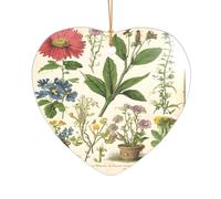 Ttkjshmgc floral in the old book -Print Acrylic Heart Pendant Gold Lanyard, Custom Christmas Ornaments For Tree Wedding Party Decor.