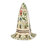 Ttkjshmgc floral in the old book -Print Youth Hooded Cape - Printed Adjustable Cloak For Teens, Halloween Adventures, Parties & Festive Apparel With Easy Wear.