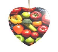 Ttkjshmgc fresh vegetables -Print Acrylic Heart Pendant Gold Lanyard, Custom Christmas Ornaments For Tree Wedding Party Decor.