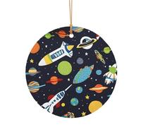 Ttkjshmgc Funny Astronaut Rocket -Print Round Aluminum Pendants Bulk Custom Christmas Aluminum Ornaments For Diy Multi-Size Decorative Tags For Events Crafting. 10cm