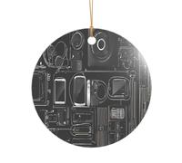 Ttkjshmgc Game Video Gaming Pattern -Print Acrylic Round Pendant Gold Lanyard, Custom Christmas Ornaments For Tree Wedding Party Decor.