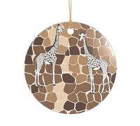 Ttkjshmgc Giraffe Print -Print Acrylic Round Pendant Gold Lanyard, Custom Christmas Ornaments For Tree Wedding Party Decor.