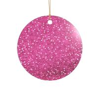 Ttkjshmgc Glitter pattern -Print Acrylic Round Pendant Gold Lanyard, Custom Christmas Ornaments For Tree Wedding Party Decor.