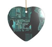 Ttkjshmgc Hacker Attack -Print Acrylic Heart Pendant Gold Lanyard, Custom Christmas Ornaments For Tree Wedding Party Decor.