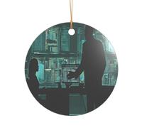 Ttkjshmgc Hacker Attack -Print Acrylic Round Pendant Gold Lanyard, Custom Christmas Ornaments For Tree Wedding Party Decor.