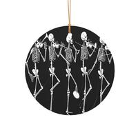 Ttkjshmgc Halloween Posable Skeleton Skull -Print Round Aluminum Pendants Bulk Custom Christmas Aluminum Ornaments For Diy Multi-Size Decorative Tags For Events Crafting. 8cm