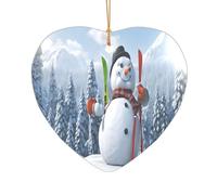 Ttkjshmgc Hardworking snowman -Print Acrylic Heart Pendant Gold Lanyard, Custom Christmas Ornaments For Tree Wedding Party Decor.