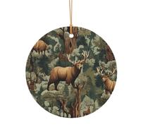 Ttkjshmgc Hunting Deer Bear Moose -Print Round Aluminum Pendants Bulk Custom Christmas Aluminum Ornaments For Diy Multi-Size Decorative Tags For Events Crafting. 8cm