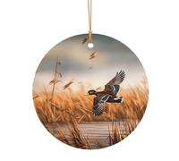 Ttkjshmgc Hunting Flying Wild Duck -Print Round Aluminum Pendants Bulk Custom Christmas Aluminum Ornaments For Diy Multi-Size Decorative Tags For Events Crafting. 10cm