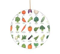 Ttkjshmgc Introduction of various vegetables -Print Acrylic Round Pendant Gold Lanyard, Custom Christmas Ornaments For Tree Wedding Party Decor.