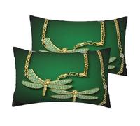 Ttkjshmgc jewel dragonfly -Print Imitation Linen Pillow Cover Set Of 2, 12x20 Inch Hidden Zipper, Reversible Decorative For Indoor Outdoor Use