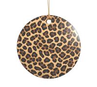 Ttkjshmgc Leopard Print -Print Acrylic Round Pendant Gold Lanyard, Custom Christmas Ornaments For Tree Wedding Party Decor.