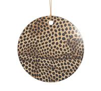 Ttkjshmgc Leopard Printing -Print Acrylic Round Pendant Gold Lanyard, Custom Christmas Ornaments For Tree Wedding Party Decor.