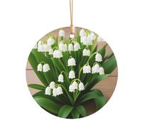 Ttkjshmgc Lilies of the Valley -Print Round Aluminum Pendants Bulk Custom Christmas Aluminum Ornaments For Diy Multi-Size Decorative Tags For Events Crafting. 10cm