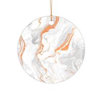 Ttkjshmgc Marble Texture Copper Splatter -Print Acrylic Round Pendant Gold Lanyard, Custom Christmas Ornaments For Tree Wedding Party Decor.