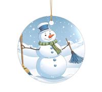 Ttkjshmgc Merry Christmas Snowmen -Print Acrylic Round Pendant Gold Lanyard, Custom Christmas Ornaments For Tree Wedding Party Decor.