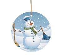 Ttkjshmgc Merry Christmas Snowmen -Print Round Aluminum Pendants Bulk Custom Christmas Aluminum Ornaments For Diy Multi-Size Decorative Tags For Events Crafting. 8cm