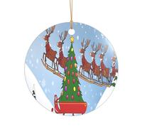 Ttkjshmgc Merry Xmas -Print Acrylic Round Pendant Gold Lanyard, Custom Christmas Ornaments For Tree Wedding Party Decor.