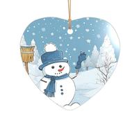 Ttkjshmgc Merry Xmas Snowmen -Print Acrylic Heart Pendant Gold Lanyard, Custom Christmas Ornaments For Tree Wedding Party Decor.