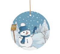 Ttkjshmgc Merry Xmas Snowmen -Print Round Aluminum Pendants Bulk Custom Christmas Aluminum Ornaments For Diy Multi-Size Decorative Tags For Events Crafting. 8cm