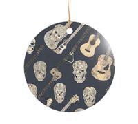 Ttkjshmgc Mexican Skull -Print Acrylic Round Pendant Gold Lanyard, Custom Christmas Ornaments For Tree Wedding Party Decor.