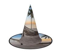 Ttkjshmgc Paradise Beach with Hammock Coconut Palm Trees -Print Festival Crown - Compact Costume Headpiece For Halloween & Larp, Adjustable Gothic Tiara With Machine Washable Fabric