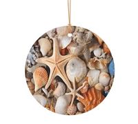 Ttkjshmgc Seashell Landscape On The Beach -Print Round Aluminum Pendants Bulk Custom Christmas Aluminum Ornaments For Diy Multi-Size Decorative Tags For Events Crafting. 10cm