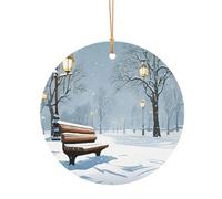 Ttkjshmgc Snow Falling in The Park -Print Round Aluminum Pendants Bulk Custom Christmas Aluminum Ornaments For Diy Multi-Size Decorative Tags For Events Crafting. 8cm