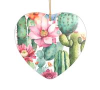 Ttkjshmgc Succulent Rose -Print Acrylic Heart Pendant Gold Lanyard, Custom Christmas Ornaments For Tree Wedding Party Decor.