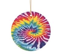 Ttkjshmgc tie dye rainbow -Print Round Aluminum Pendants Bulk Custom Christmas Aluminum Ornaments For Diy Multi-Size Decorative Tags For Events Crafting. 8cm