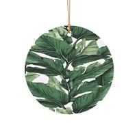 Ttkjshmgc Tropical Banana Palm Leaves -Print Round Aluminum Pendants Bulk Custom Christmas Aluminum Ornaments For Diy Multi-Size Decorative Tags For Events Crafting. 10cm