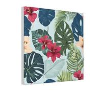 Ttkjshmgc Tropical leaves -Print Square Canvas Wall Art Handmade Framed Decor, Modern Abstract Print For Living Room Bedroom Office, Gift Read 12"x12"