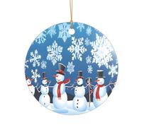 Ttkjshmgc Winter Snowman -Print Acrylic Round Pendant Gold Lanyard, Custom Christmas Ornaments For Tree Wedding Party Decor.