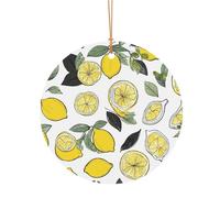 Ttkjshmgc Yellow Lemon Printing -Print Round Aluminum Pendants Bulk Custom Christmas Aluminum Ornaments For Diy Multi-Size Decorative Tags For Events Crafting. 10cm