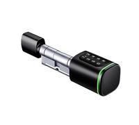 Ttlock App Tuya Bluetooth Smart Cylinder Digital Password RFID Card Key Code Keyless Euro Profile Lock Cylinder For Entry Door (Color : TT Black and Hub, Size : A 45 B45)