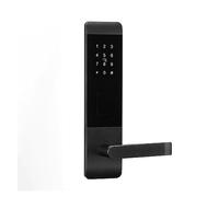 TTlock Application WiFi Secure Hotel Door Lock Handle Electronic Digital Code RFID Key Card Smart Hotel Door Lock System (Color : Black, Size : Left)