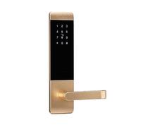 TTlock Application WiFi Secure Hotel Door Lock Handle Electronic Digital Code RFID Key Card Smart Hotel Door Lock System (Color : Gold, Size : Right)