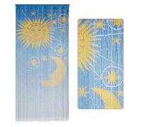 TTM BAMBOO Moon & Sun Bamboo Beaded Curtain, Hanging Curtain, Bamboo Door Beads, 36" x 79", 90 Strings