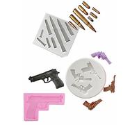 TTOA - 3 PCs Bullet & Gun Silicone Fondant Moulds | Sugar Craft | Cake Decoration | Icing Mould | Cake Decoration