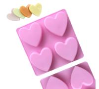 TTOA - 4 Cavity Silicone Heart Mould for Chocolate, Valentine, Cake, Wax Melt, Resin
