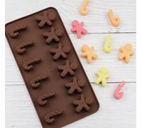 TTOA - Christmas Silicone Gingerbread Man Chocolate Mould | Candy Cane Mold | Wax Melt Candy Ice Cube Mould