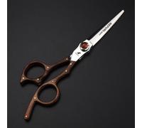 TTOOGO 6.0" Barber Shears with Natural Sandalwood Grip - Professional 6CR Steel Haircut Scissors, Choice of Straight or Texturizing Blade,A
