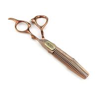 TTOOGO 6.0" Bronze Double Sword Barber Shears - 9CR Steel Hair Cutting Scissors with Damascus Pattern for Professional Salon Stylists (Straight or Thinning),B
