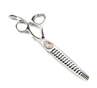 TTOOGO 6.0-Inch Barber Fading Shears with Jeweled Accent - Professional 9CR Steel Texturizing Scissors for Seamless Blending and Men's Haircuts (18-Tooth)