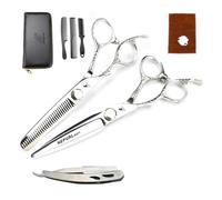 TTOOGO 6.0 Inch Left Handed Hair Cutting and Thinning Scissors Set, 440C Steel Professional Lefty Barber Shears Kit with Straight and Texturizing Shears for Salon Stylists, Includes Combs and Case