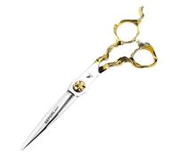TTOOGO 6.0-Inch Professional Hair Shears with Root-Style Handle - 6CR Steel Salon Scissors with Gold Accent for Precision Cutting and Texturizing (Straight or Thinning),A