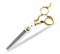 TTOOGO 6.0-Inch Professional Hair Shears with Root-Style Handle - 6CR Steel Salon Scissors with Gold Accent for Precision Cutting and Texturizing (Straight or Thinning),B