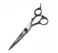 TTOOGO 6.0 Inch Professional Hairdressing Scissors with Damascus Pattern - 9CR Steel Salon Shears for Stylists, 62HRC Hardness for Precision Cutting (Straight or Thinning),Black,A